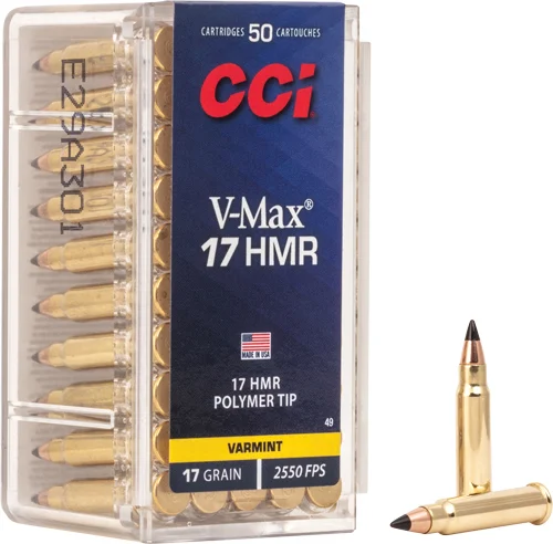 CCI Ammunition .17 HMR 17gr V-MAX Brass – 50rd